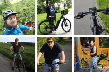 INNO TAPE employees with their company bikes